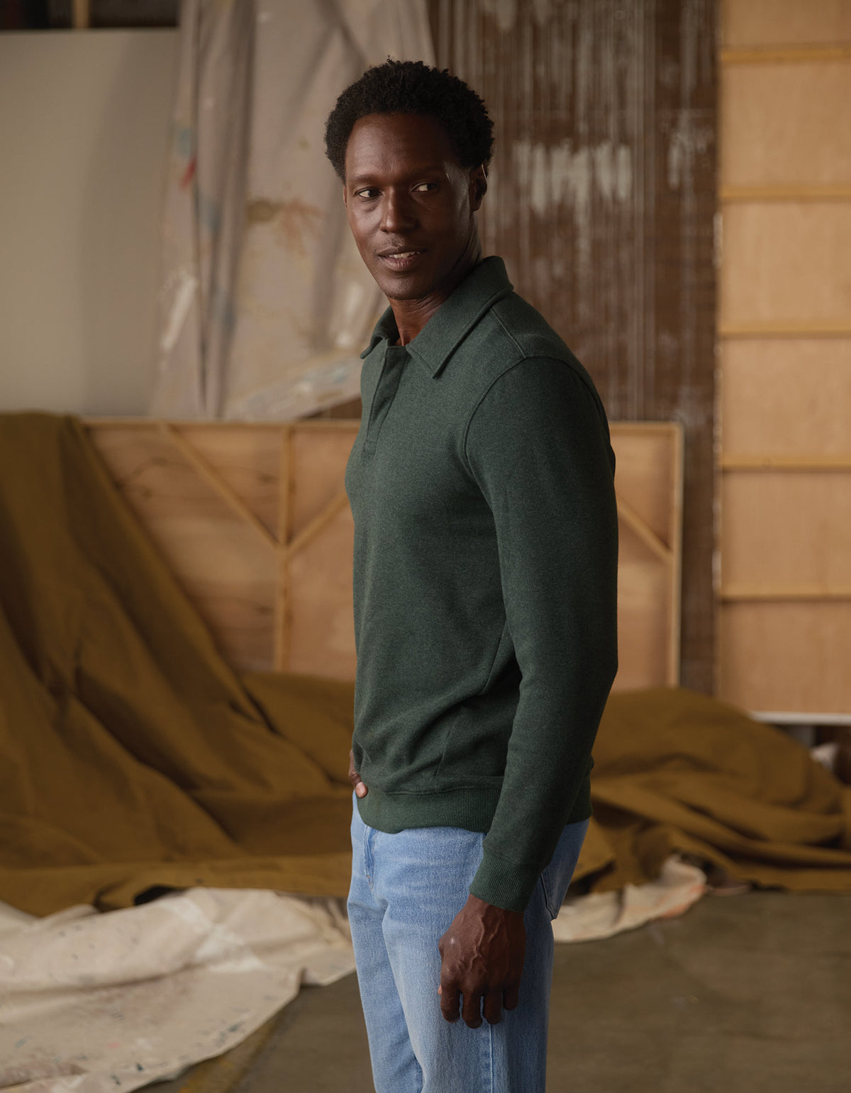 Fleece Puremeso Polo Popover in Varsity Green