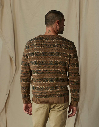 Fair Isle V-Neck Sweater in Teak Multi