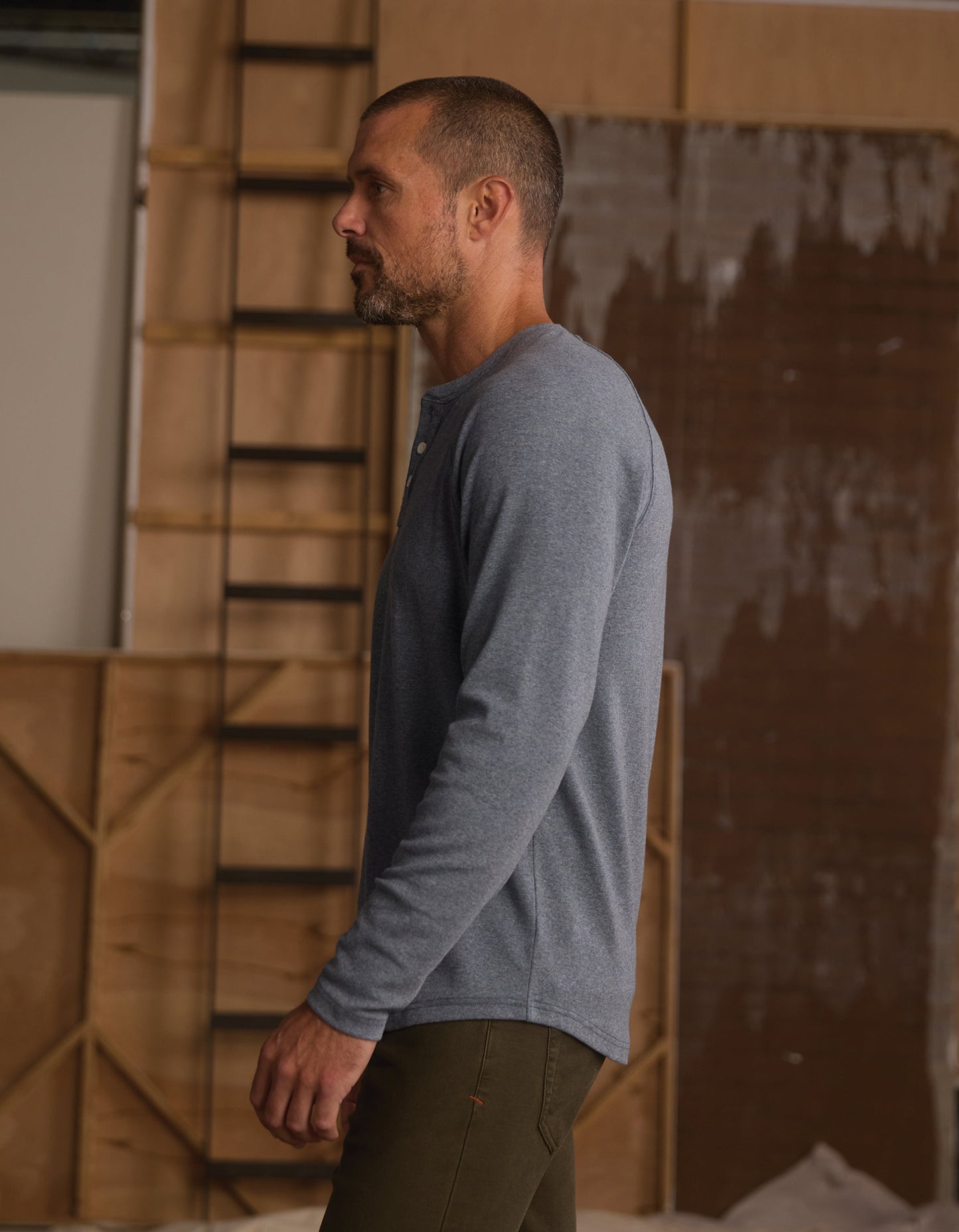 Puremeso Everyday Henley in Bluestone