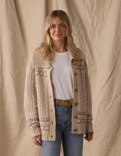 Millie Sweater Jacket in Cream Multi
