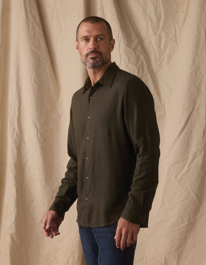 Owen Lightweight Button Up in Dark Olive
