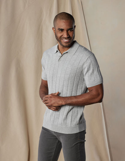 Robles Rib Stitch Polo in Navy