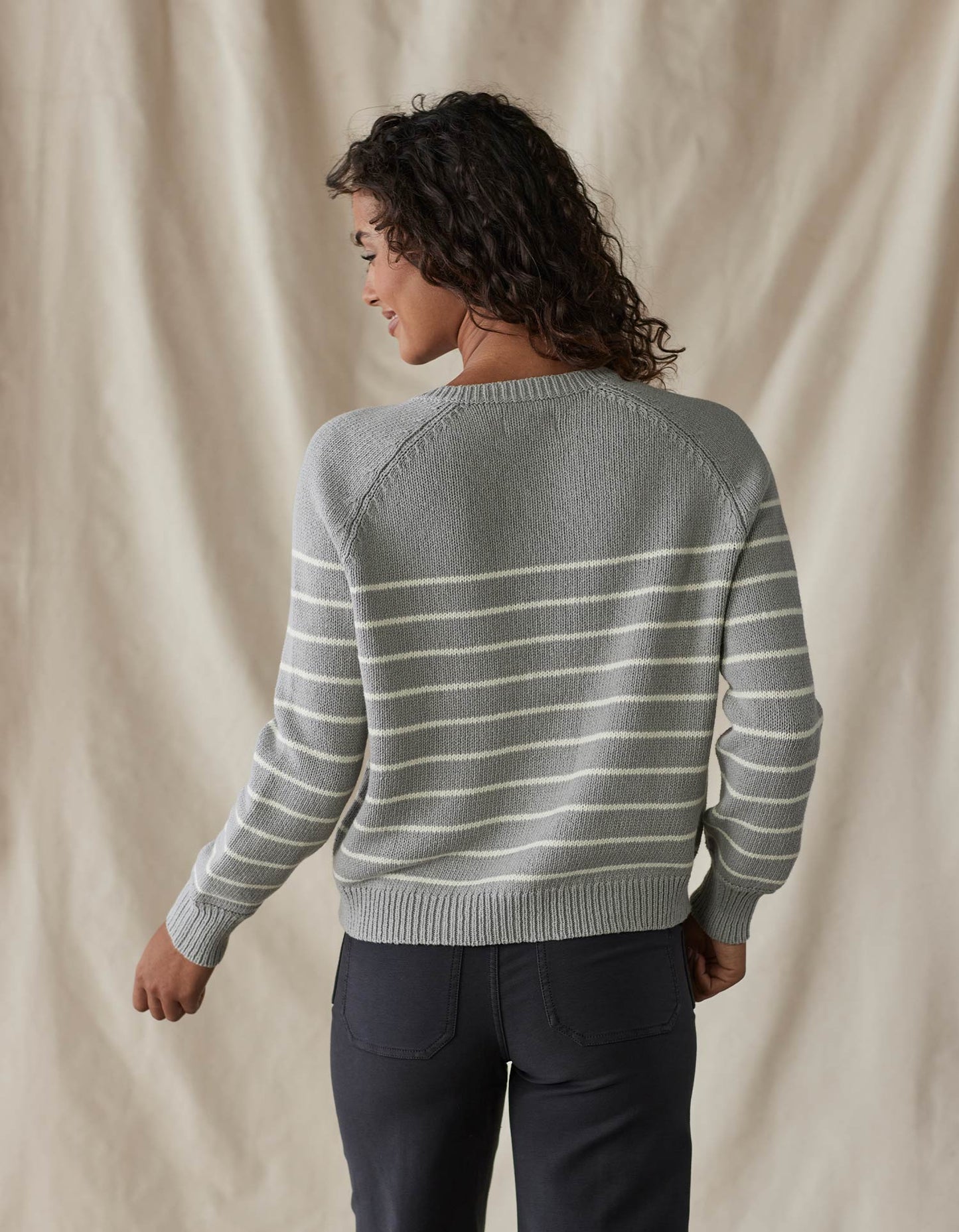 Josefine Henley Sweater in Grey Stripe