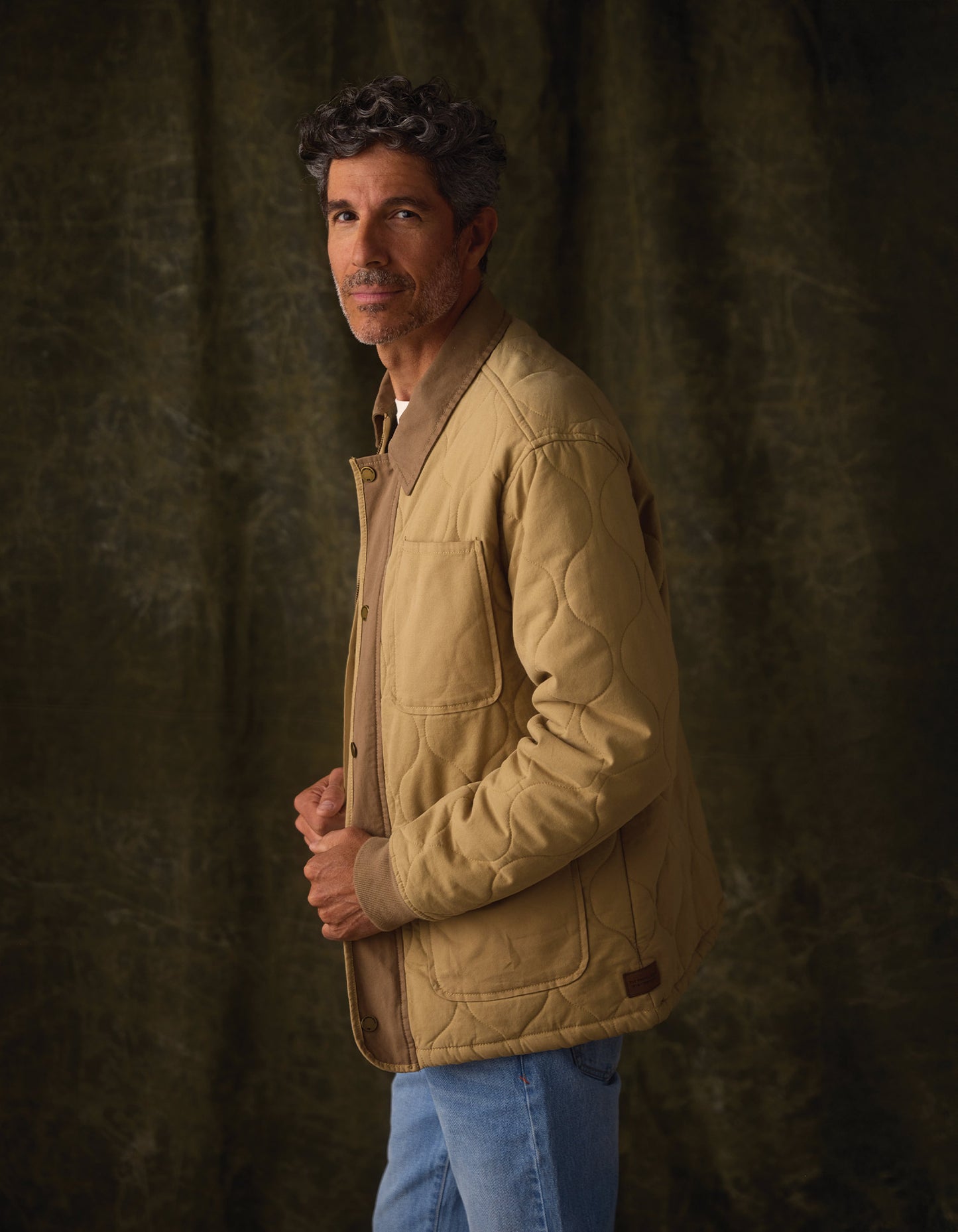 James Canvas Liner Jacket in Tan/Cedar