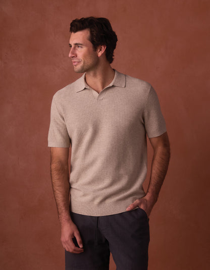 Breezeknit Polo in Flax