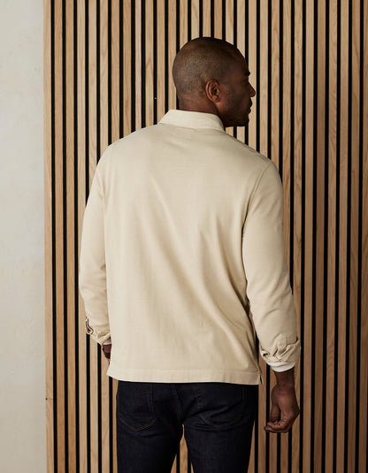 Lennox Jersey Polo in Oat