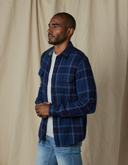 Mountain Overshirt in Indigo Plaid