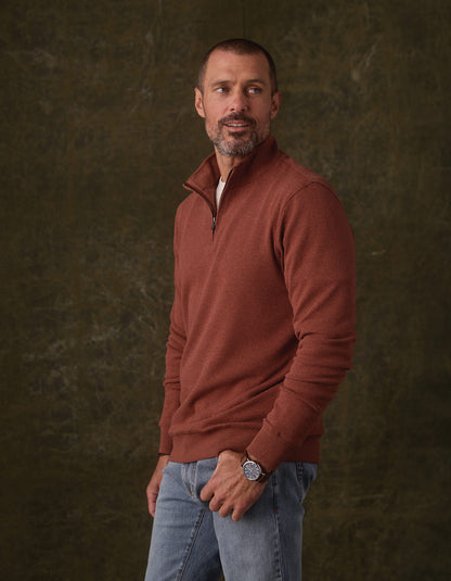 Puremeso Weekend Quarter Zip in Spiced Brandy