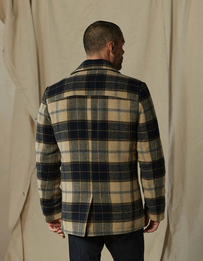 Lan Jacket in Navy Windowpane Plaid