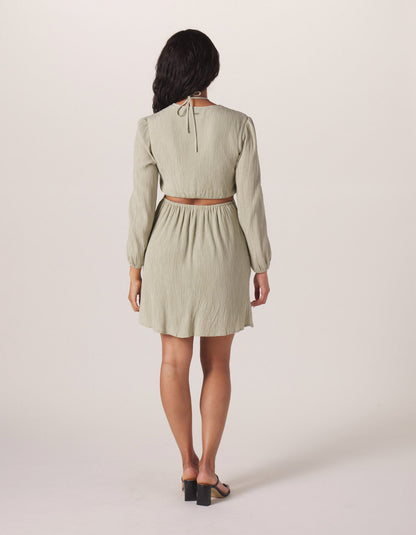 Ezra Crepe Cutout Dress in Sage