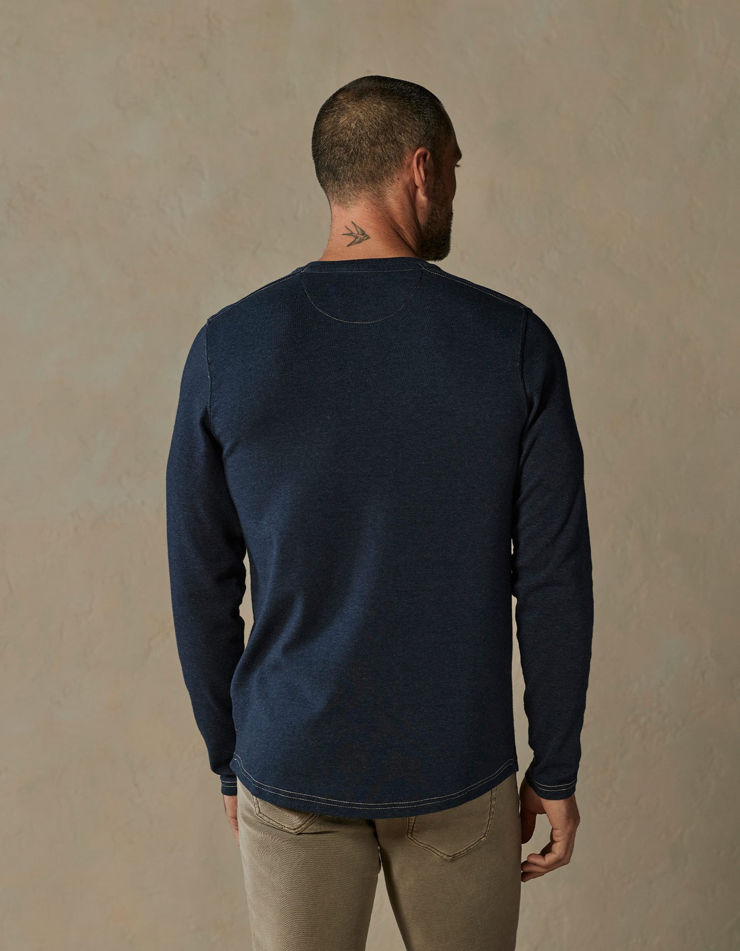 Puremeso Two Button Henley in Normal Navy