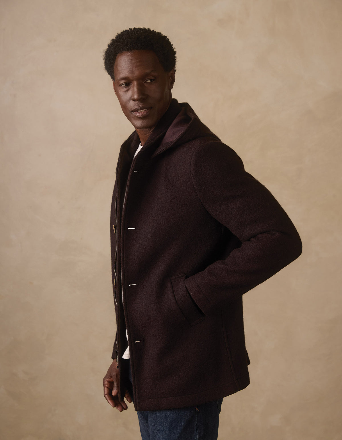 Balboa City Peacoat in Midnight Brown