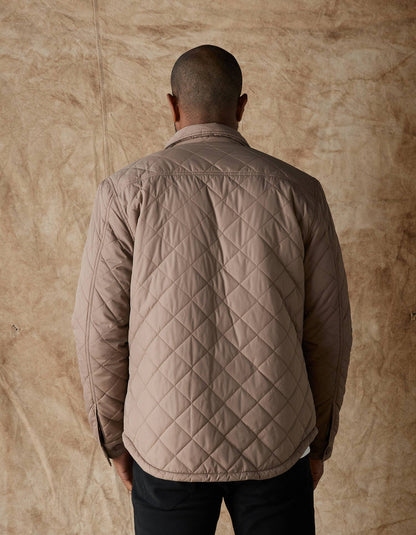 Quilted Sherpa Lined Shacket in Pine Bark