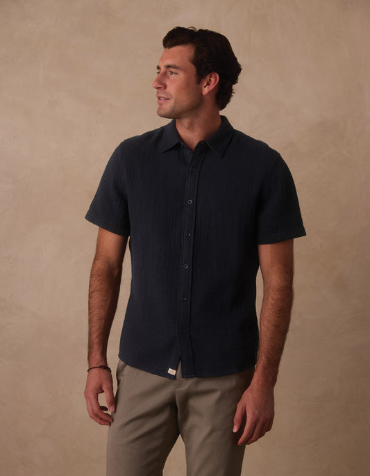 Kalo Short Sleeve Button Up in Navy