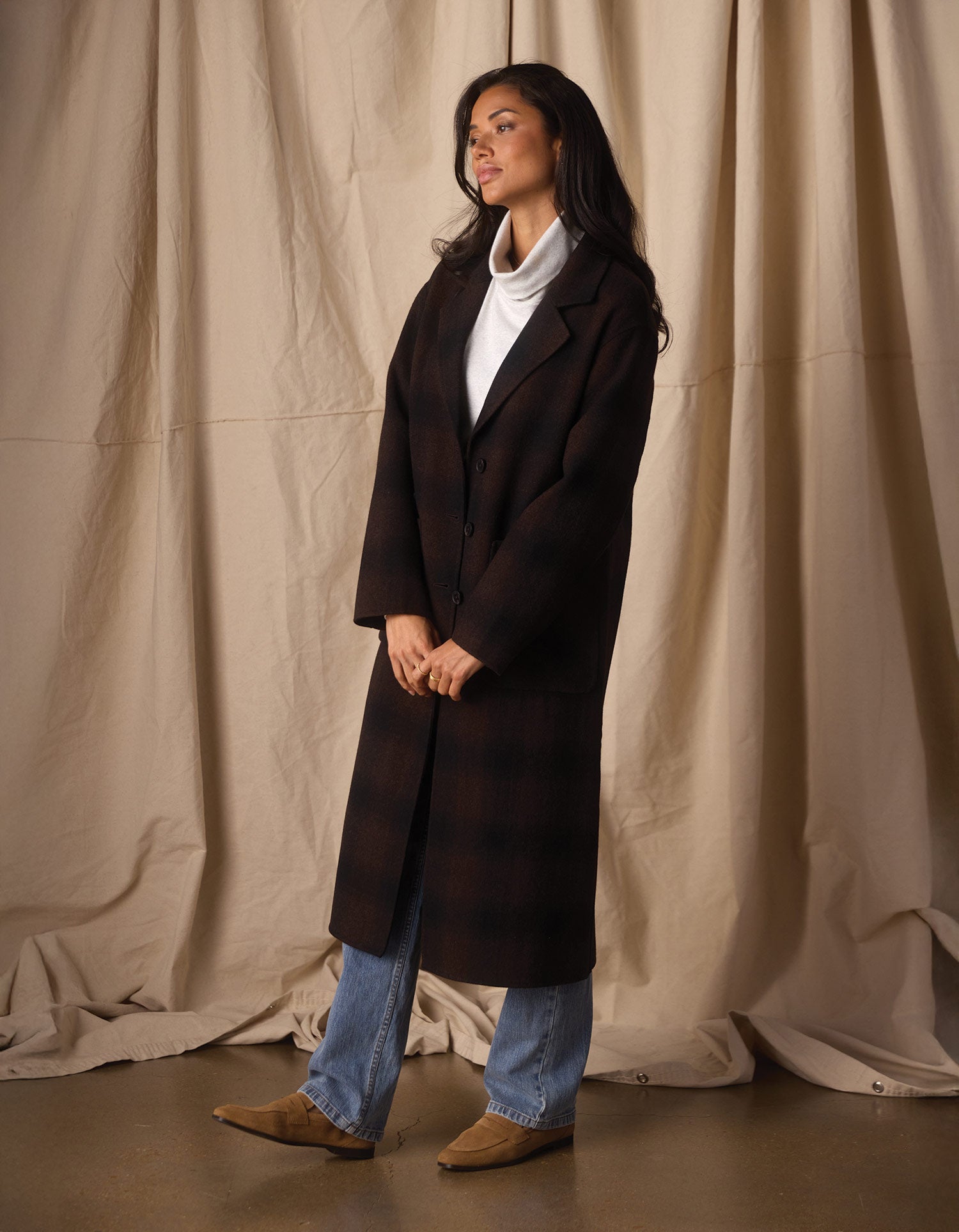Duster Coat in Midnight Brown Plaid – The Normal Brand