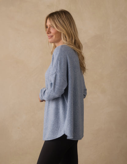 Marianna Crewneck Sweater in Vintage Blue