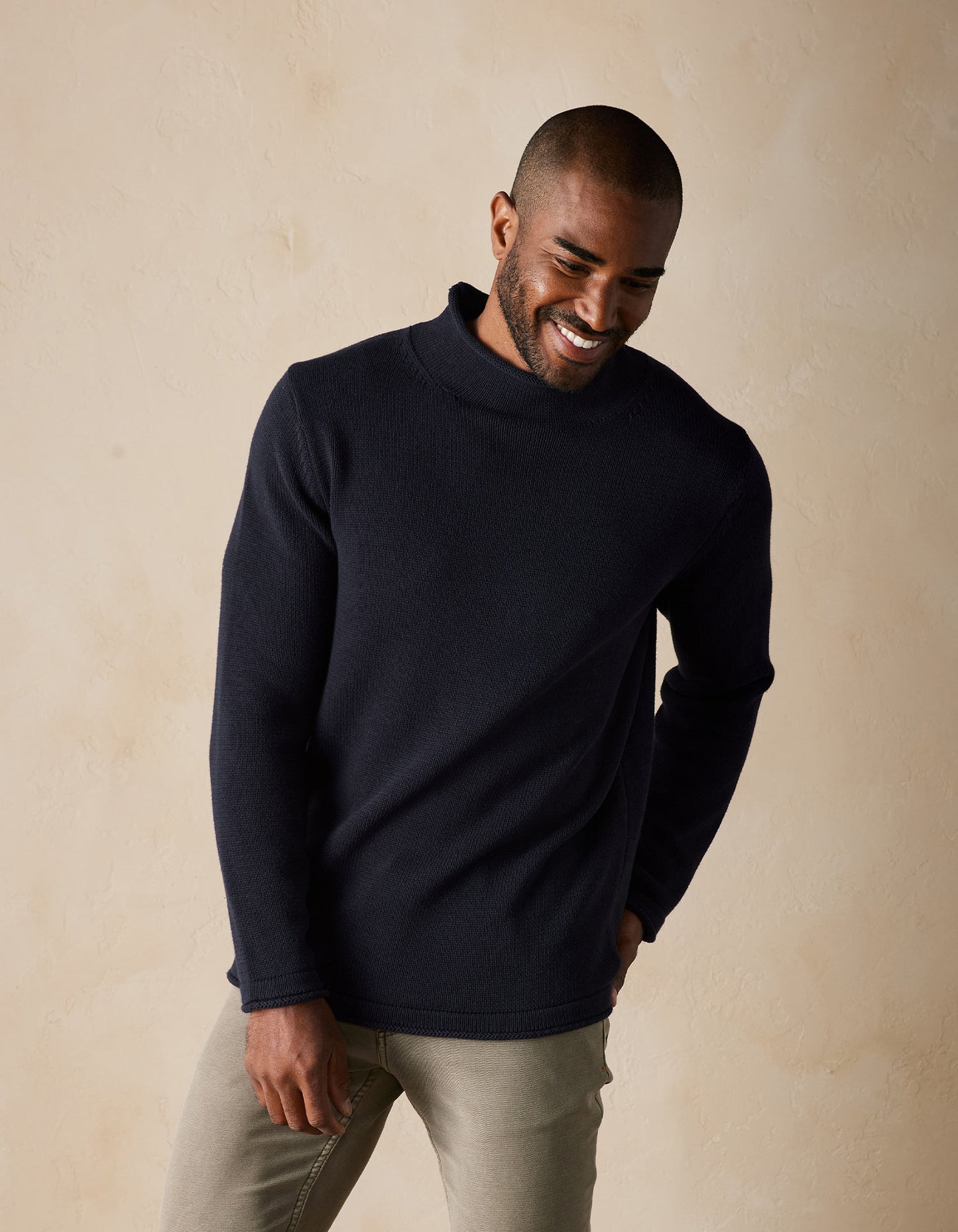 Roll Neck Sweater in Navy