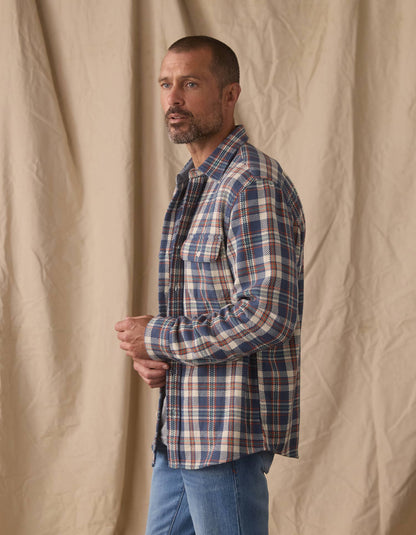 Mountain Textured Overshirt in Mineral Blue