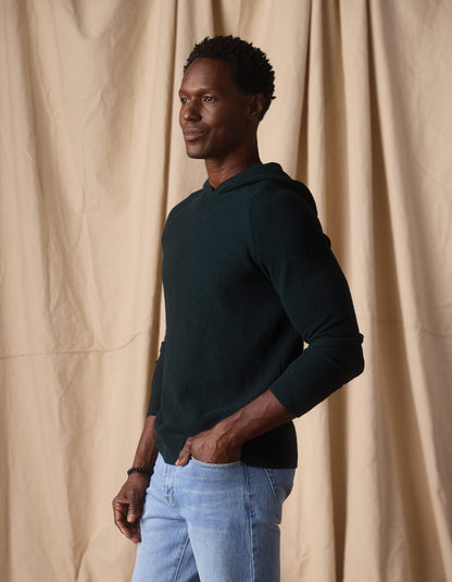 COOLMAX® Textured Hoodie Sweater in Varsity Green