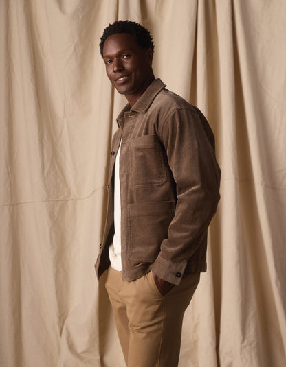 Comfort Cord Chore Coat in Taupe