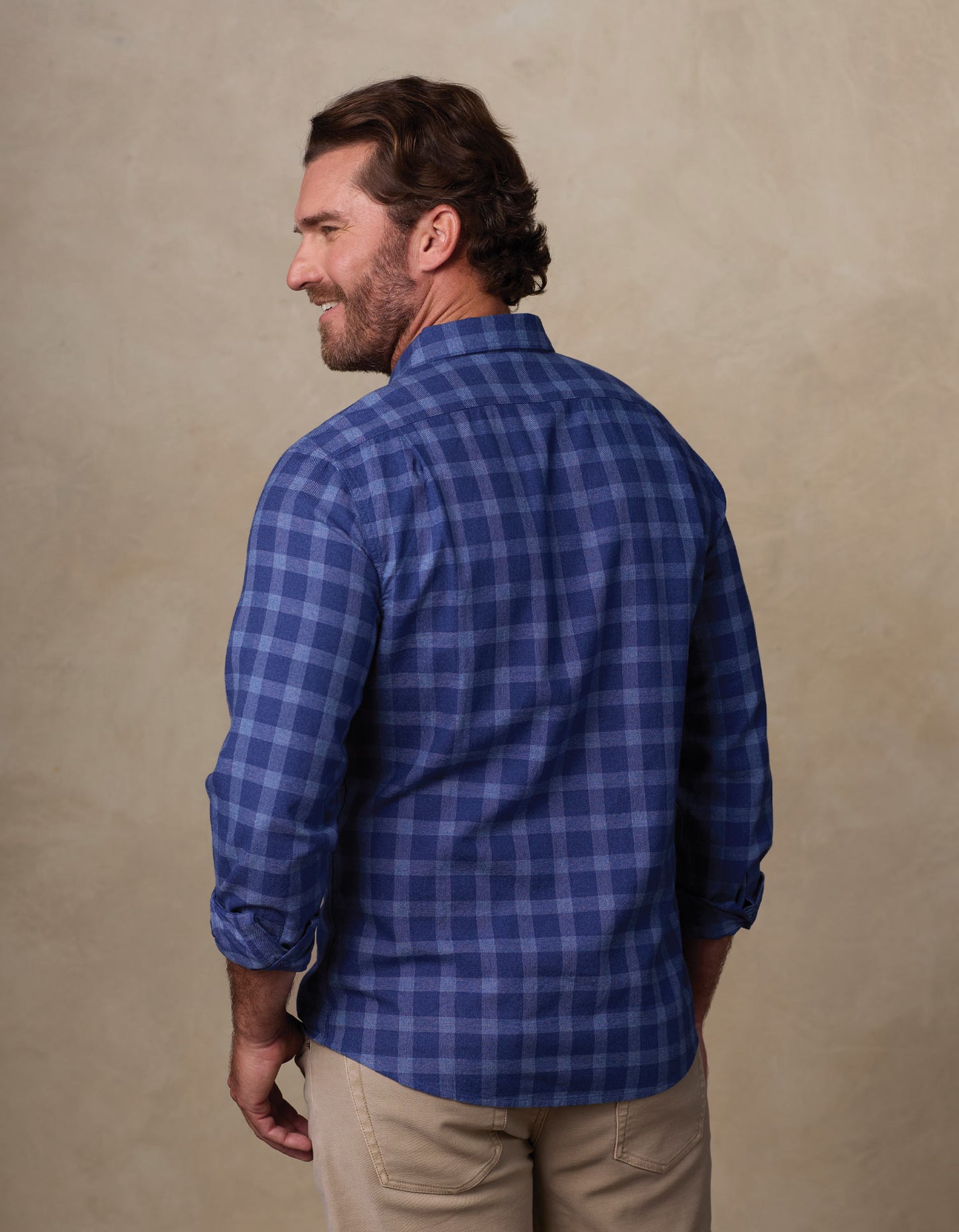 Jasper Button Down in Faded Denim Check