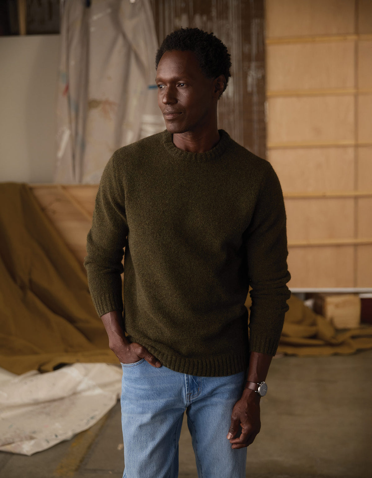 Homebound Crewneck Sweater in Olive