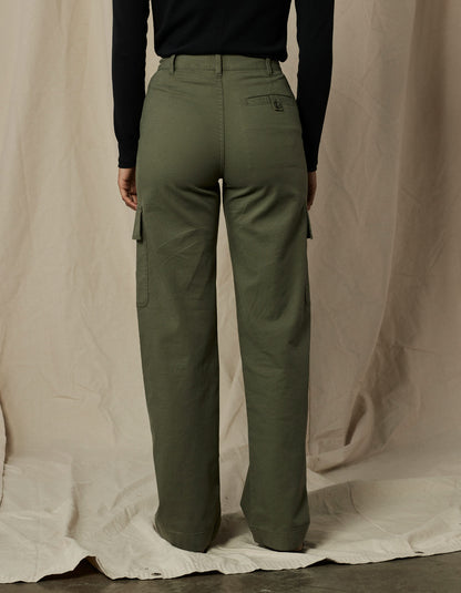 James Canvas Cargo Trouser in Dusty Olive