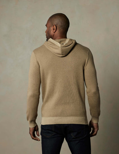 Herringbone Knit Hoodie in Toasted Chestnut