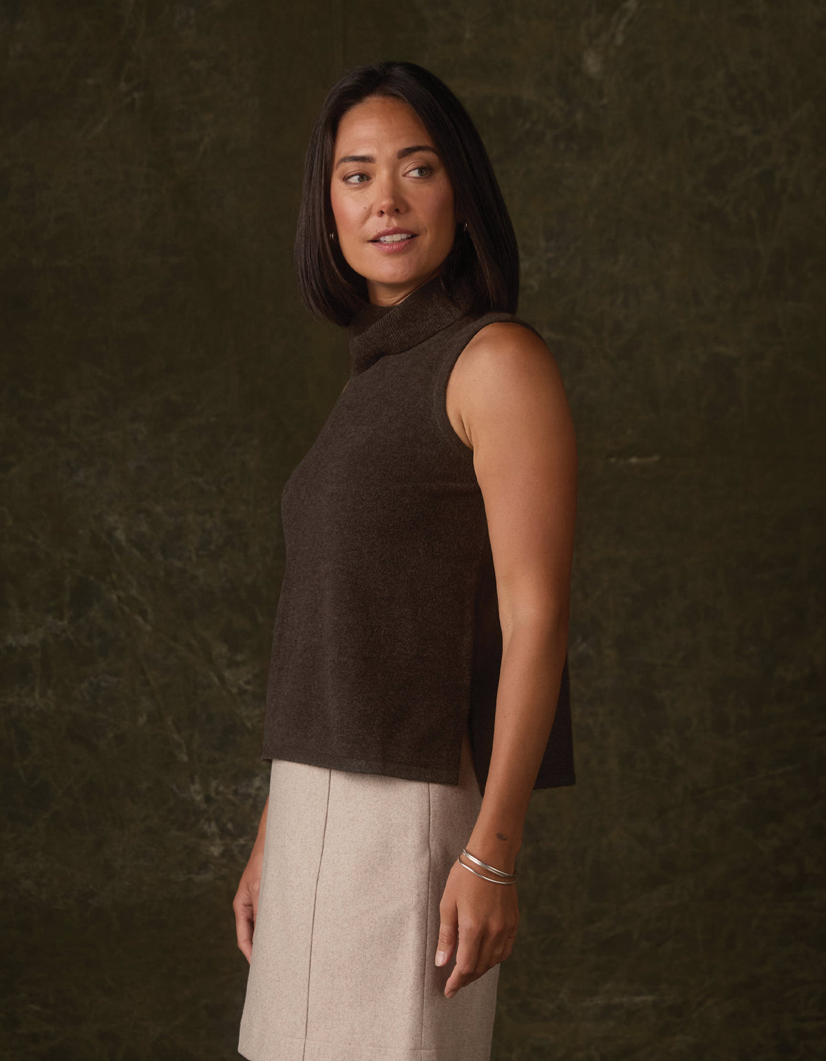 Arvada Hi-Neck Sweater Tank in Umber
