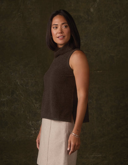 Arvada Hi-Neck Sweater Tank in Umber