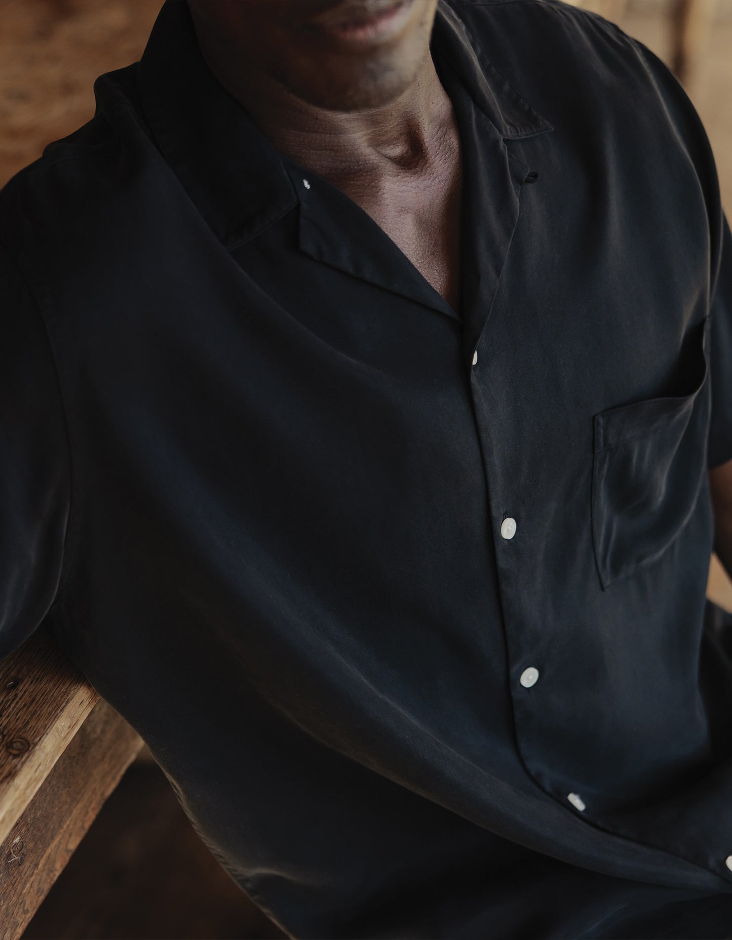 Sueded Costa Resort Shirt in Black