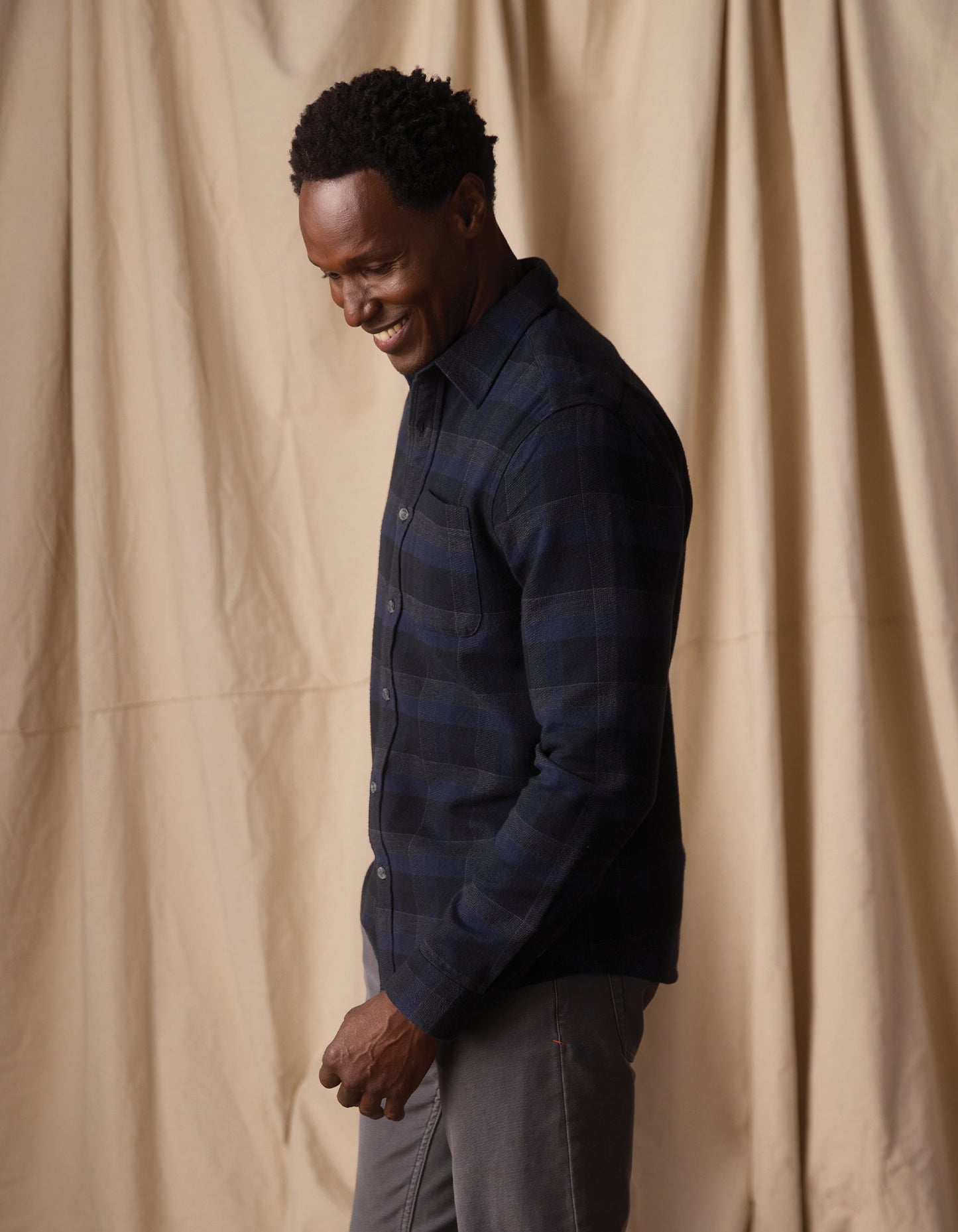 Louis Heavyweight Flannel Overshirt in Midnight Plaid