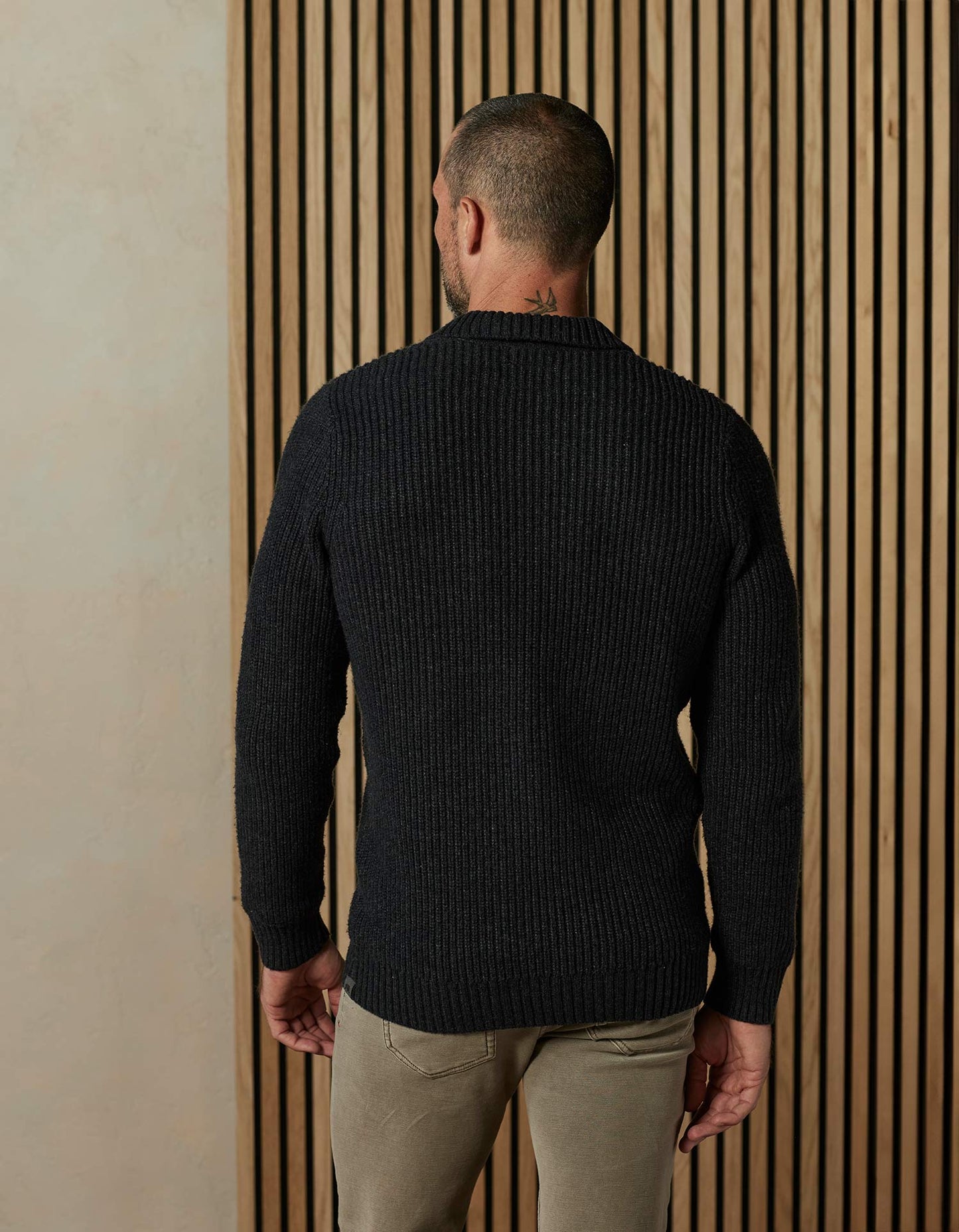 Marled Polo Sweater in Charcoal