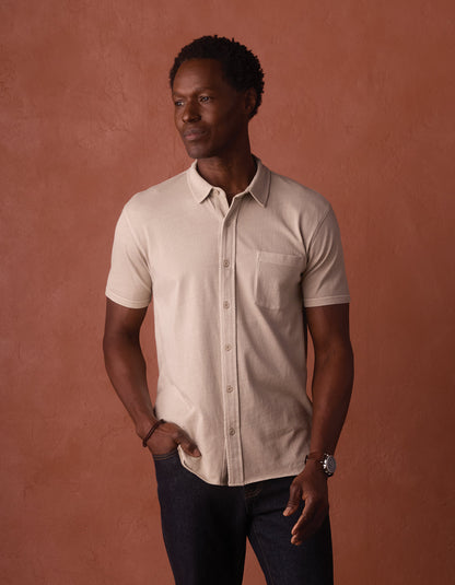 Normal Jersey Button Up in Pumice