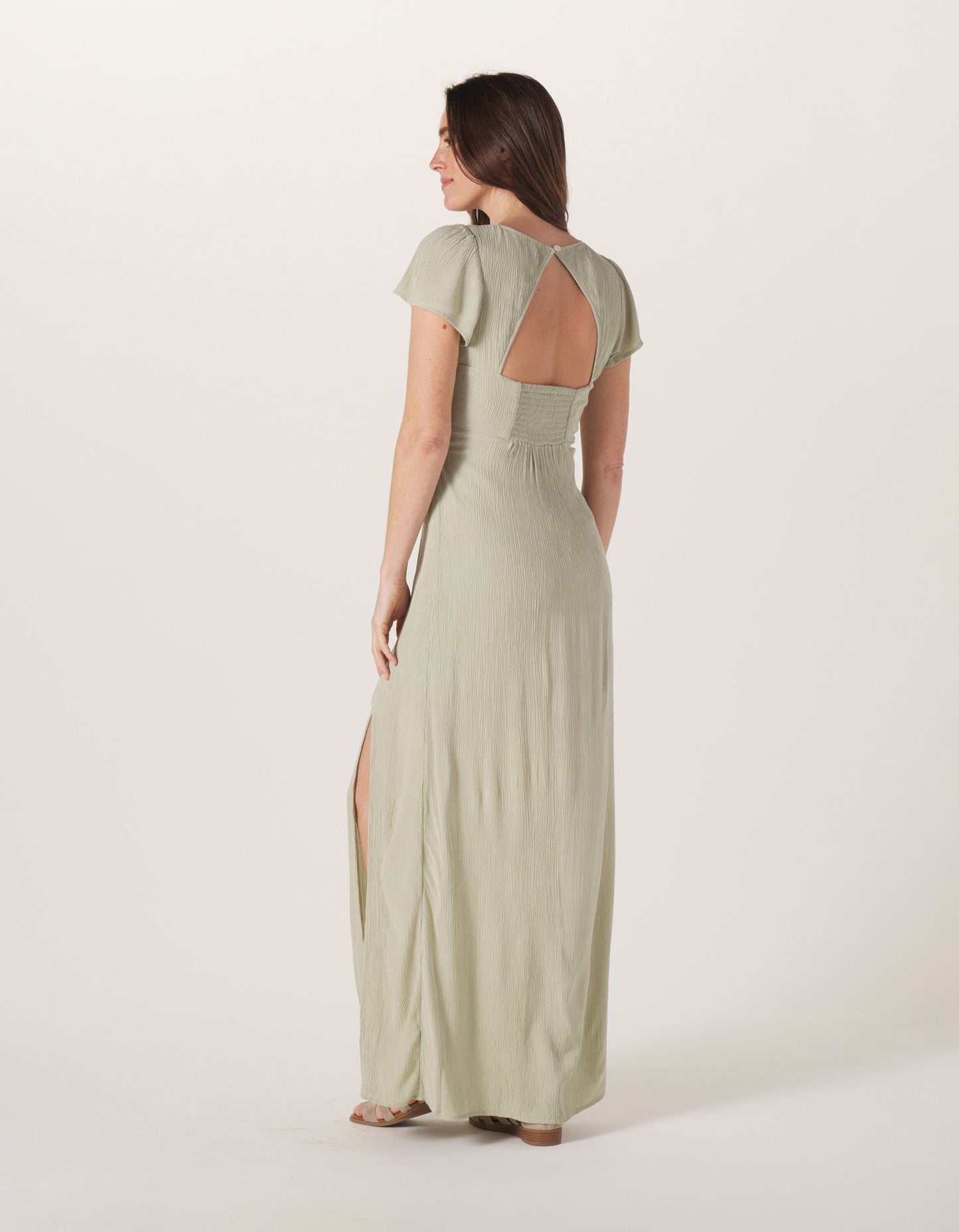 Ezra Crepe Cinch Dress in Sage