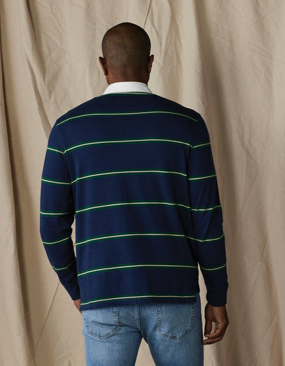 Lennox Jersey Rugby Polo in Navy Stripe