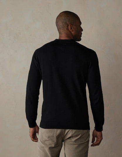 Robles Knit Long Sleeve Polo in Black