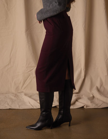 Brightside Midi Skirt in Port Wine