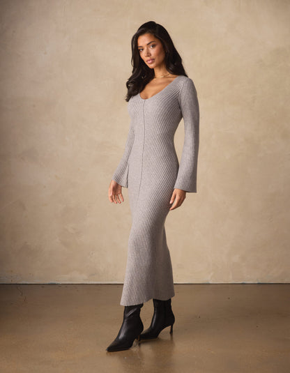 Collins Knit Maxi Dress in Light Grey