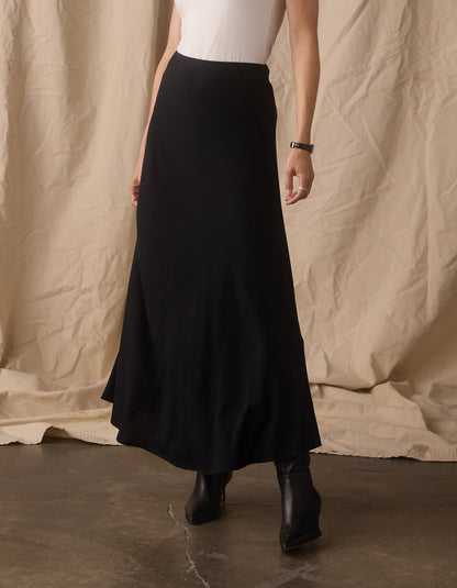 Rose Midi Skirt in Black