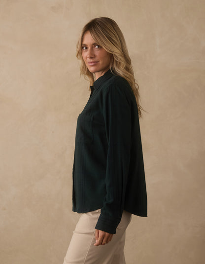 Softloom Flannel Button Up in Emerald Plaid
