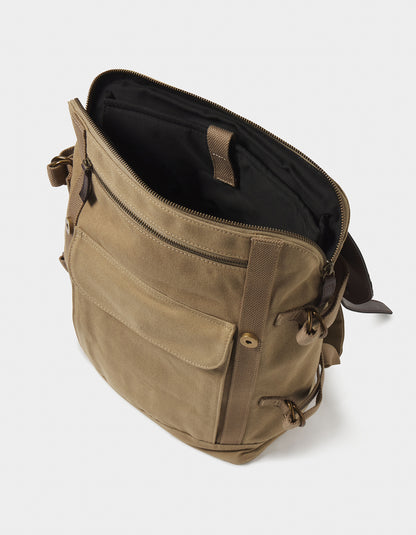 Top Side Leather Backpack in Tan