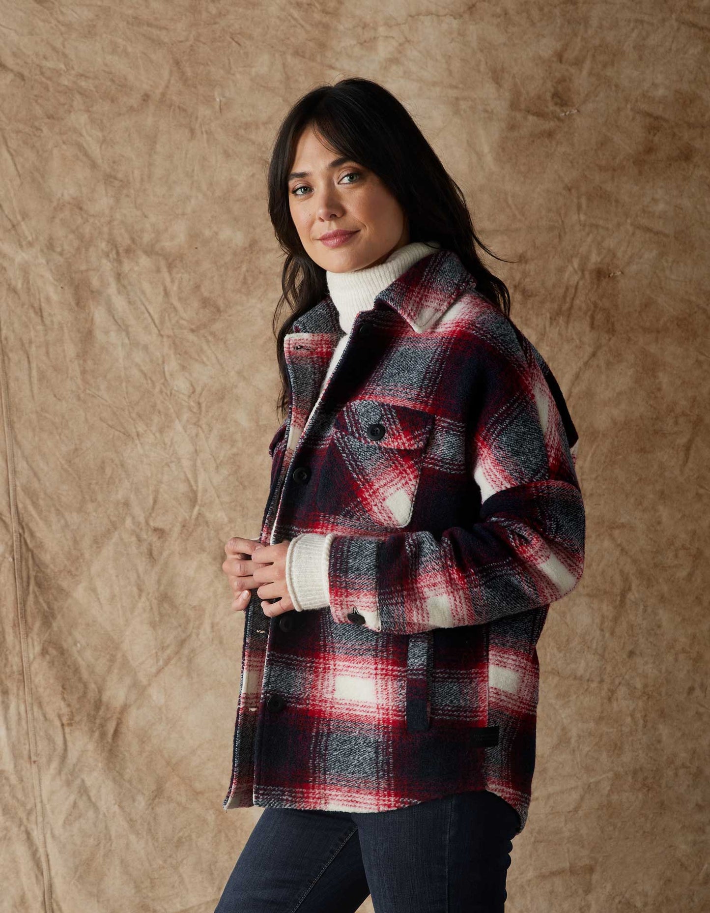 Logan Ski Lodge Jacket in Red Plaid