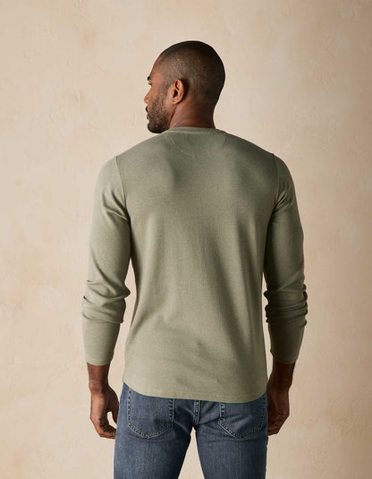 Puremeso Two Button Henley in Moss