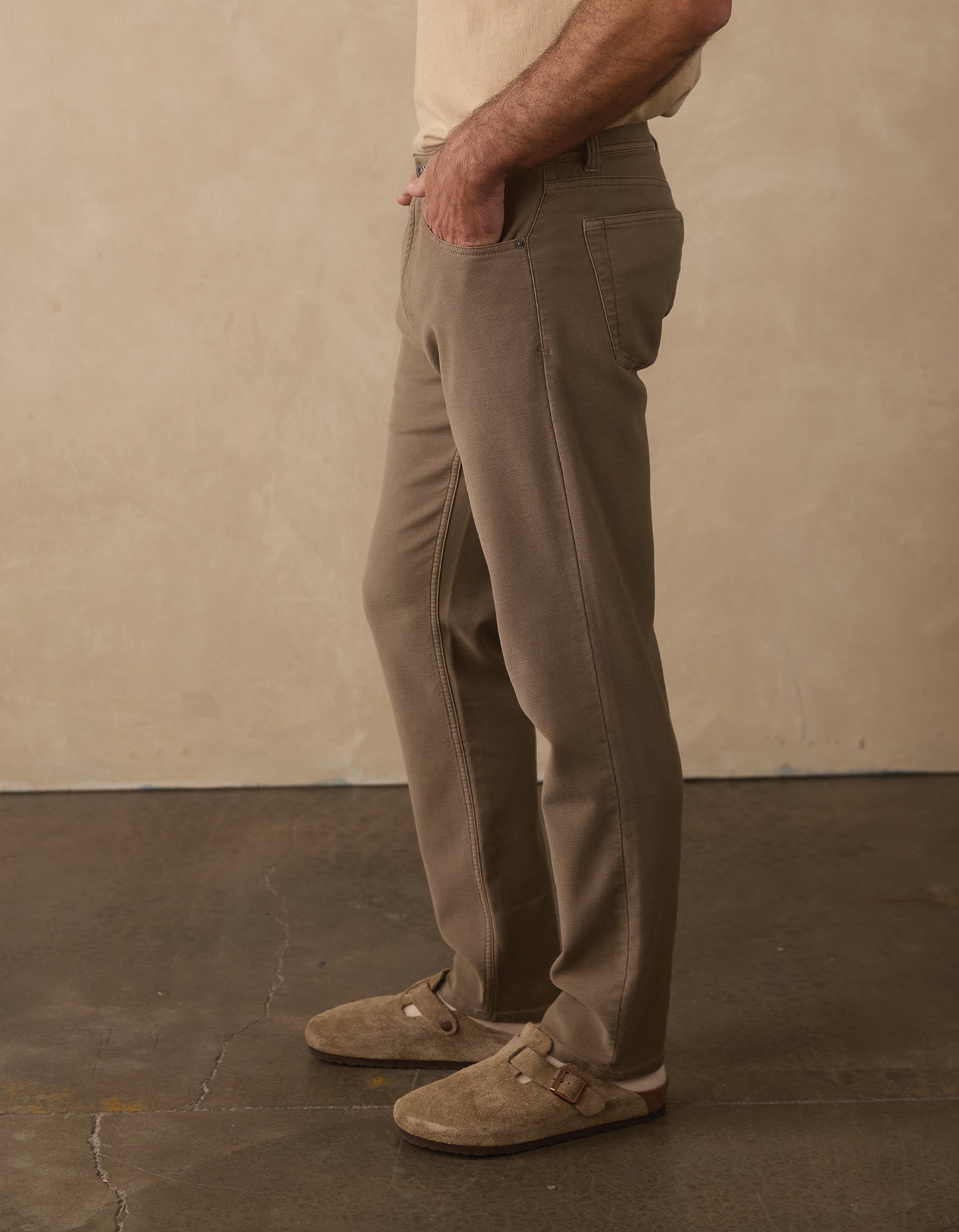 Comfort Terry Straight Pant in Taupe