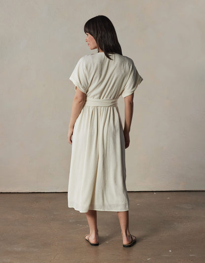 Ezra Crepe Wrap Dress in Ivory