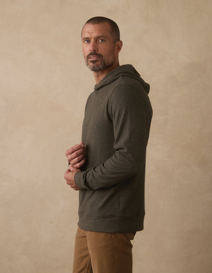 Brushed Textured Knit Hoodie in Dark Forest