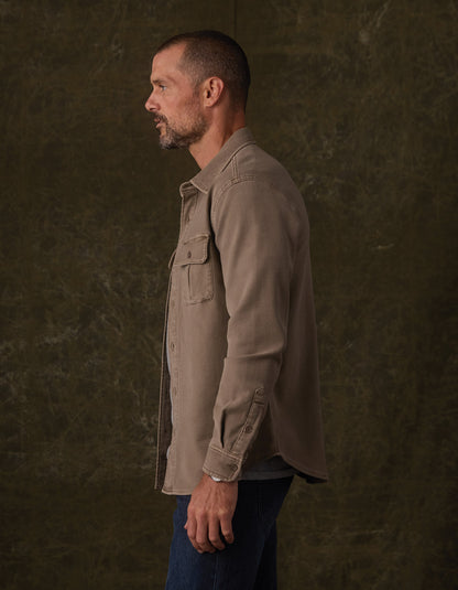 Comfort Terry Shirt Jacket in Taupe