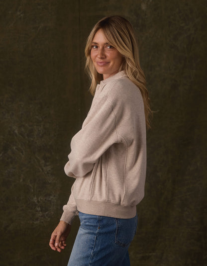 Women's Fleece Puremeso Polo Popover in Fawn