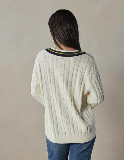 Victoria V-Neck Sweater in Cream